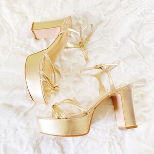 Schutz Gold Kelsie Platform Heels